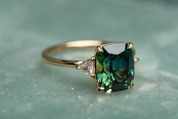 Vintage Inspired Green Gemstone Gold Ring