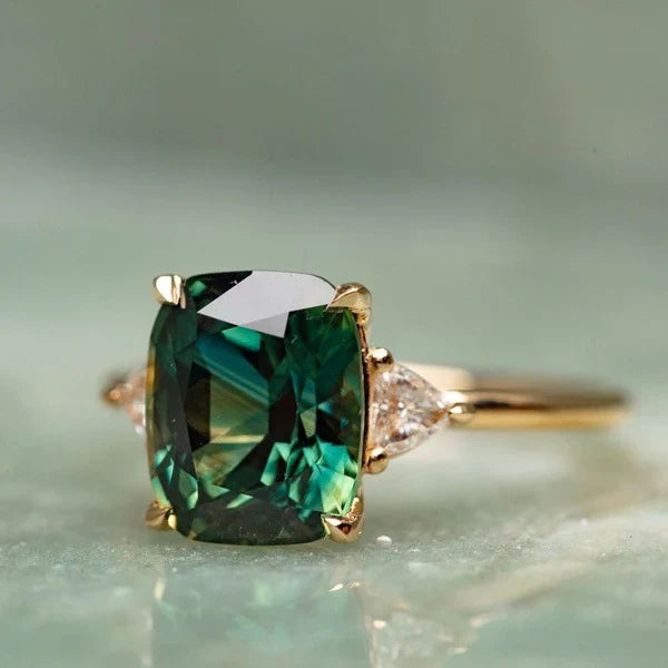 Vintage Inspired Green Gemstone Gold Ring