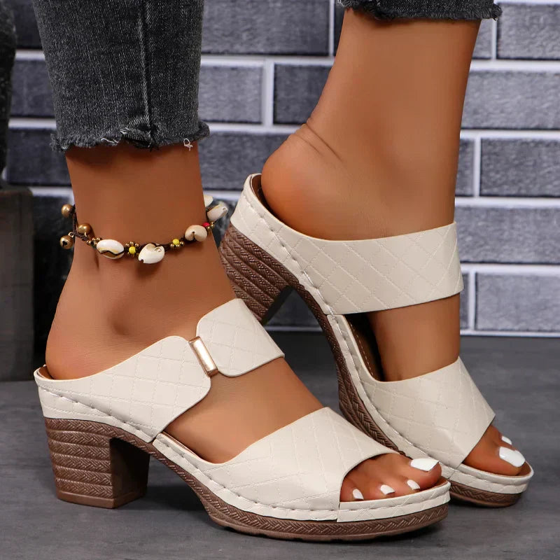 Tara | Slip-On Block Heel Sandals