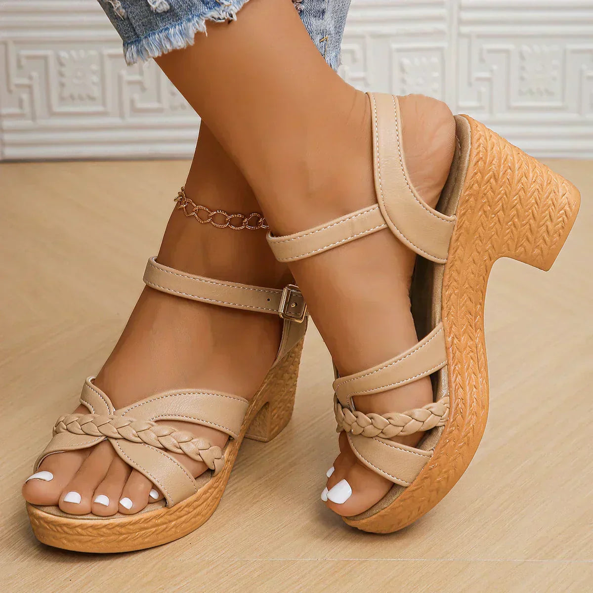 Clara | Braided Block-Heel Sandals