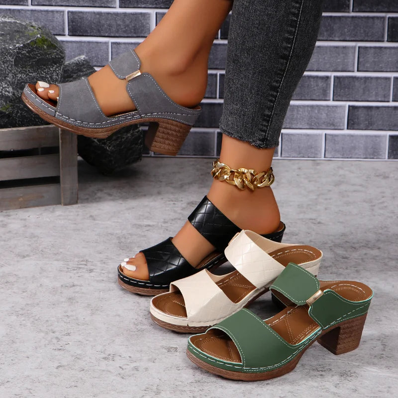 Tara | Slip-On Block Heel Sandals