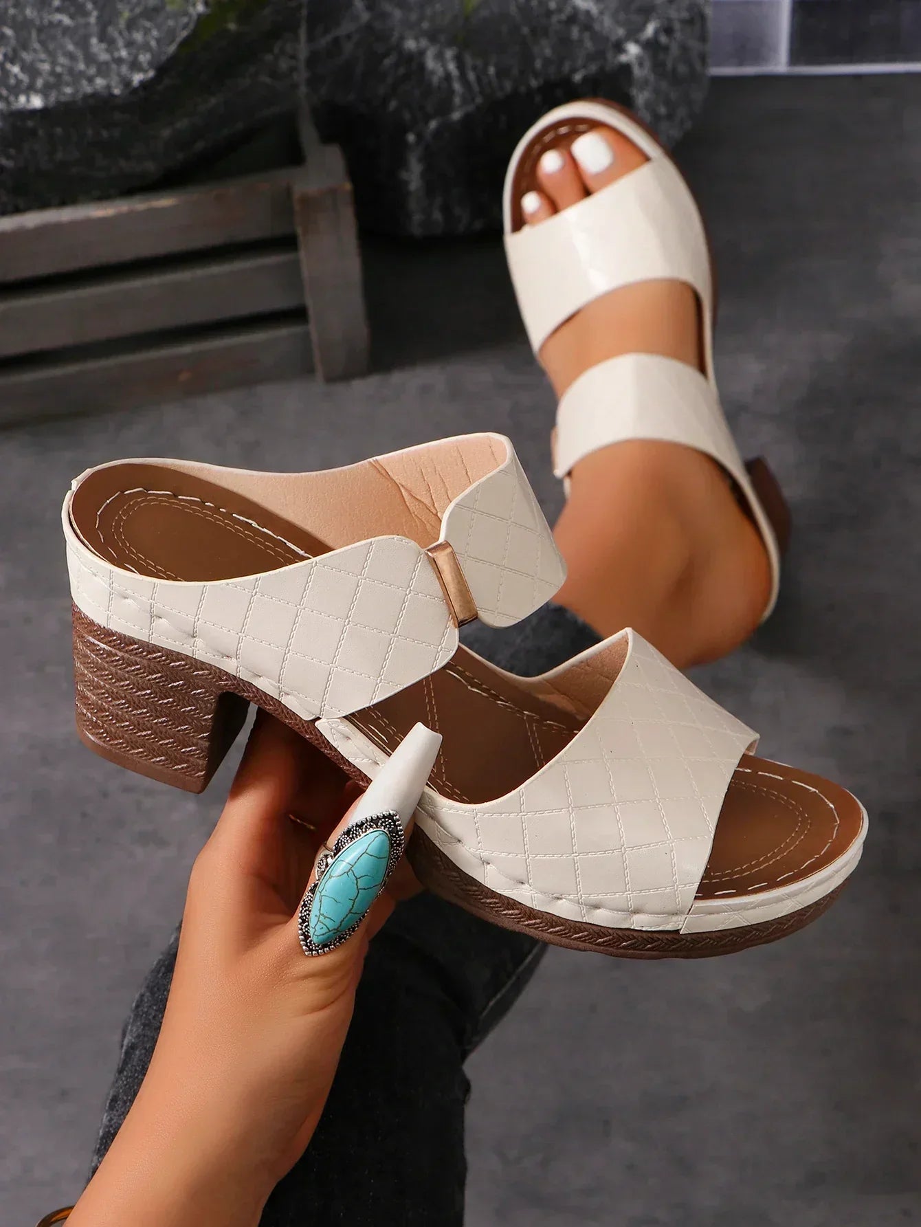 Tara | Slip-On Block Heel Sandals