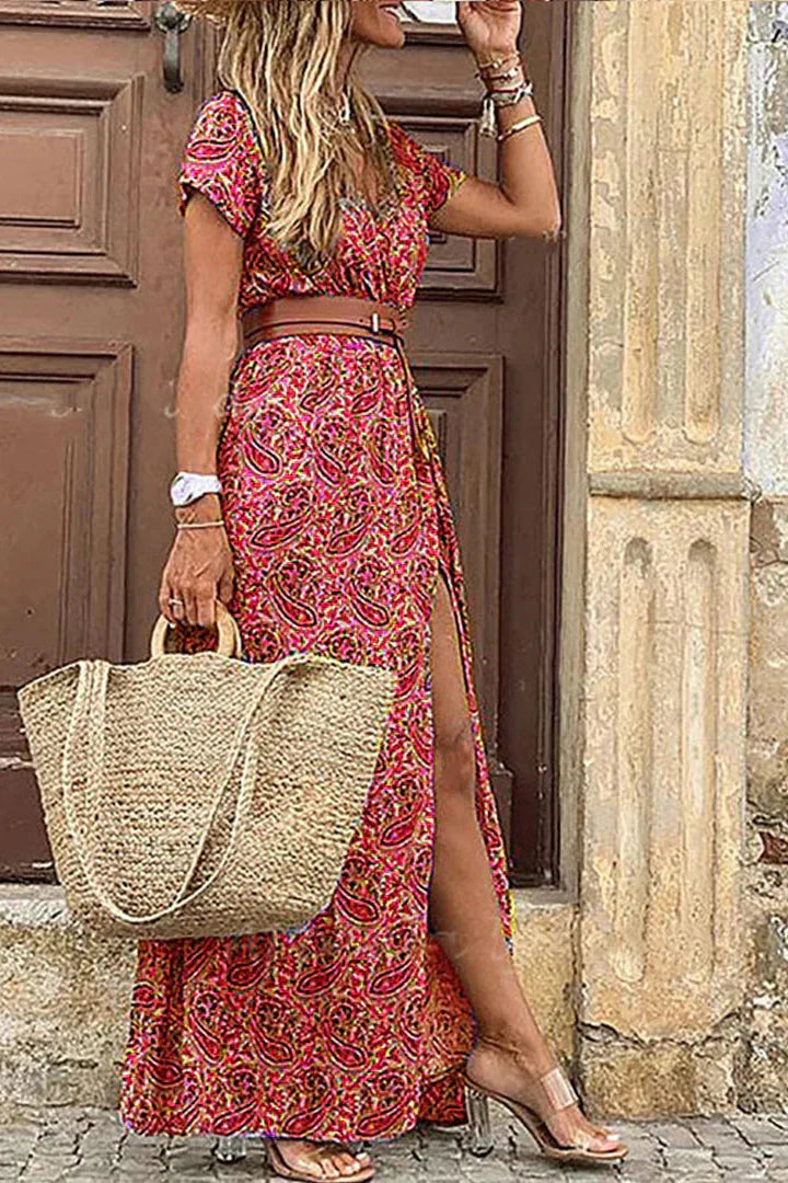 Bonnie | Airy Boho Maxi Dress With Matching Belt