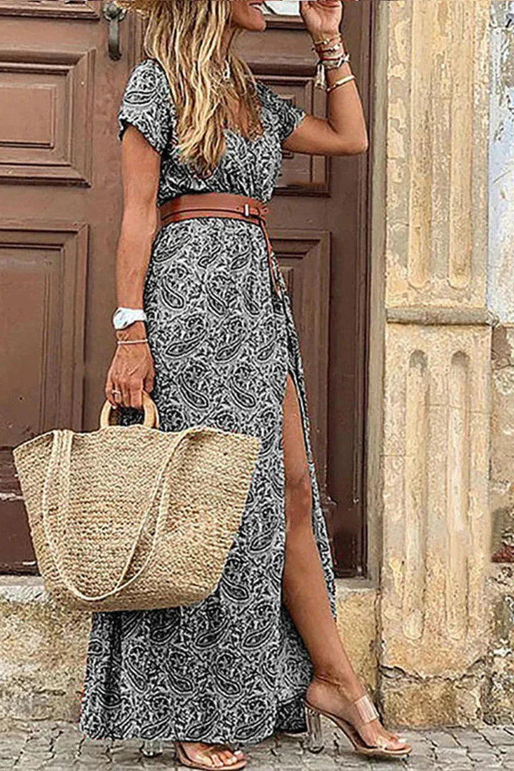 Bonnie | Airy Boho Maxi Dress With Matching Belt